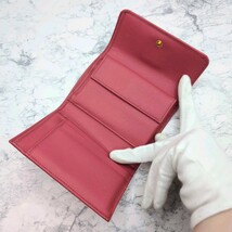 箱付き PRADA サフィアーノ リボン 折り財布 ピンク プラダ レザー ウォレット サフィアーノレザー 財布_画像4