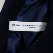 //ポプリ pot-pourri *ウール混コート*毛ネイビー紺ノーカラー羽織アウター上着ワイドスリーブジャケット(jk25-2402-123)【30C42】_画像8