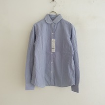 //【未使用】メーカーズシャツ鎌倉 Maker’s Shirt KAMAKURA*コットンストライプ丸襟ロングスリーブシャツ*38(33-2402-274)【50C42】_画像1