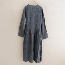 //ネストローブ nest Robe *顔料染めリネンカシュクールワンピース*ネイビー系長袖ロングスリーブ(33-2402-290)【50C42】_画像2