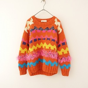 // ho . hole der rukoJuana de Arco* multicolor fringe using hand made knitted pull over *1 wool . lame (2-2402-440)[31C42]