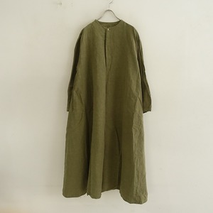 //ネストローブ nest Robe *コットンリネンボトルネックワンピース*Fグリーンカーキ綿麻Aラインフレア(1-2402-552)【41C42】