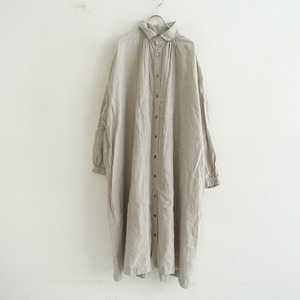 //ネストローブ nest Robe *リネンフロントボタンワンピース*Aライン麻ナチュラルベージュワイドゆったり(1-2402-617)【81C42】