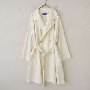 //イッセイミヤケ ISSEY MIYAKE *WIND COAT*Mイカコートトレンチダブルクリーム薄手ベルトアウター(jk4-2402-181)【91C42】