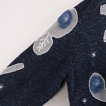 //ミナペルホネン mina perhonen *bow ニット刺繍カーディガン*38ネイビーダークグレーミックス花柄(33-2402-833)【12C42】_画像3