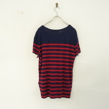 //ラルフローレン Ralph Lauren*レーヨン天竺パネルボーダーTシャツ*Mネイビー×レッドジャージラウンドネック(2-2403-174)【62C42】_画像2