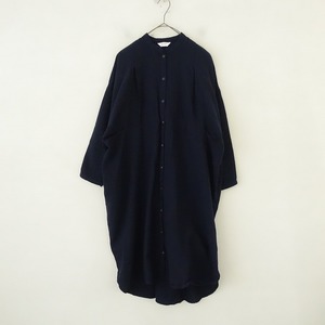 //【定価2.5万】ヤラ YARRA *コットンウール前開きワンピース*Fネイビーバンドカラーシャツ長袖(33-2403-77)【62C42】