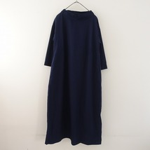 ホームスパン homspun *コットンスタンドネックワンピース*Fネイビー紺プレーン無地ステッチ(1-2403-106)【82C42a】_画像1