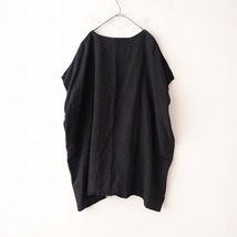 ブランケット BLANKET *リネンワイドプルオーバーワンピース*F黒ブラック麻無地(33-2403-172)【03C42】_画像2