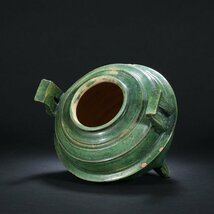 漢時代　陶磁器　陶器　緑釉　三つ足香炉　香炉　時代物　香道具　置物　中国美術　古美術 H：18cmｘW：21cm_画像3
