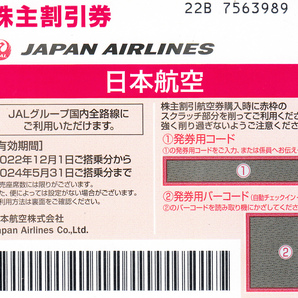 JAL 日本航空 株主優待 株主割引券(1枚) 有効期限:2024.5.31 50%割引券 パスワード通知 OKの画像1