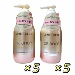 LUX ルミニーク バランス ダメージリペア&カラーケア シャンプー&トリートメント ポンプ (480g+480g) ×5セット