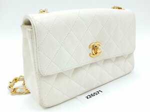 【z26571】CHANEL シャネル チェーン ショルダーバッグ ミニマトラッセ ココマーク レザー ホワイト 箱付き 格安スタート