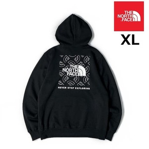 1円～!売切!【正規新品】THE NORTH FACE BOX NSE PULLOVER HOODIE パーカー US限定 ボックスロゴ 裏起毛 グラフィック(XL)黒 181130-30