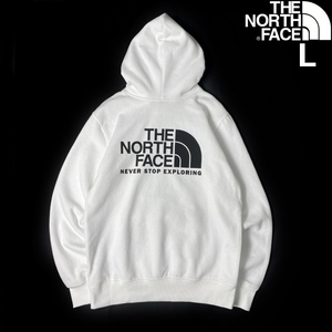 1円～!売切!【正規新品】THE NORTH FACE◆THROWBACK HOODIE プルオーバー パーカー US限定 ロゴプリント 裏起毛 男女兼用(L)白 181130-30