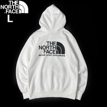 1円～!売切!【正規新品】THE NORTH FACE◆THROWBACK HOODIE プルオーバー パーカー US限定 ロゴプリント 裏起毛 男女兼用(L)白 181130-30_画像3