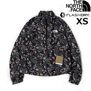 1円～!売切!【正規新品】THE NORTH FACE◆W HYDRENALINE PULLOVER ウインドパーカー US限定 速乾 軽量 等高線(XS)黒 花柄 総柄 180915-15