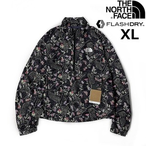 1円～!売切!【正規新品】THE NORTH FACE◆W HYDRENALINE PULLOVER ウインドパーカー US限定 速乾 軽量 等高線(XL)黒 花柄 総柄 180915-15