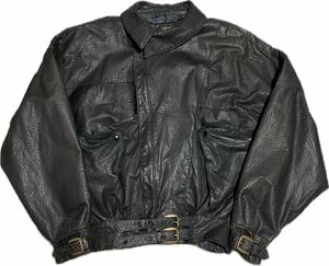 80〜90's オーストラリア ライダース レザージャケット ビンテージ古着 羊革 牛革 黒色