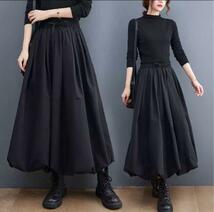 【3XLサイズ】 バルーンスカート サルエル 黒 ロングスカート シンプル_画像2