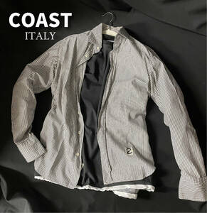 【COAST/コースト ITALY製】リメイク　ストライプシャツ ホワイト （MADE IN ITALY）　#モンクレール　Moncler