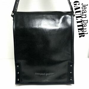 Jean Paul GAULTIER ジャンポール ゴルチェ Logo Flap Shoulder Bag ロゴ フラップ ショルダーバッグ　ブラック　黒色