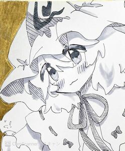 Art Auction Doujin Hand-Drawn artwork illustration [Yuyuko Saigyoji] Touhou Project_Monochrome_Shikishi, comics, anime goods, hand drawn illustration