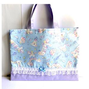 * レッスンバック *入学 入園 女児に人気のbabyユニコーン handmade 机.横掛け用/ループ有 プレゼント付