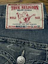 ※TRUE RELIGION トゥルーレリジョン MARCO BIGT ダメージ加工デニムパンツ インディゴ 未裾直 米国製 31 　　　 BJBD.C_画像6