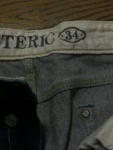 ※HYSTERIC GLAMOUR ヒステリック グラマー ダメージ＆汚れ＆ペイント加工 セルビッチデニムパンツ 未裾直 インディゴ 日本製 34 BJBD.C_画像9