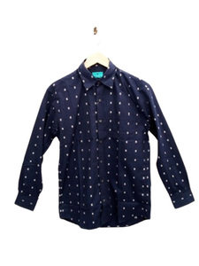 ap7956 ○送料無料 新品 Mieru Avant-Garde ミエルアヴァンギャルド メンズ ワイシャツ Mサイズ ネイビー 総柄 胸ポケット 綿100% 日本製