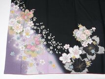 ■振袖セット■金駒刺繍　金彩加工　モダン　花々　加工済【袋帯・襦袢・小物付き】裄長：68.5cm　e2-106_画像6