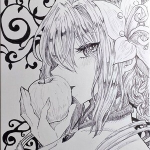 Art hand Auction Doujin Hand-Drawn artwork illustration Emil Chronicle Online Le Fay Roi Monochrome Original drawing Pen drawing Analog, comics, anime goods, hand drawn illustration