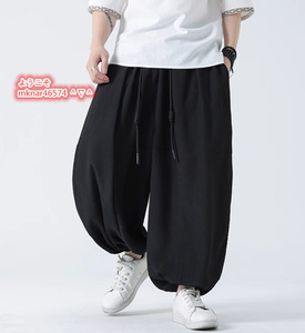  spring summer new goods sarouel pants men's wide pants chinos easy casual pants plain thin summer pants large size M~5XL selection black 