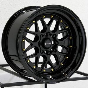 ☆1円スタート☆ VORS WHEELS VR7 4本 15インチ 4×100/4×114.3 4穴 9J＋0 USDM JDM ロードスター シビック ホイール メッシュ 深リムの画像3