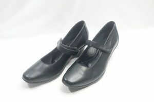 *FLORA флора туфли-лодочки 23.5cm черный чёрный едет туфли-лодочки обувь текстильная застёжка ремень обувь шлепанцы каблук женский 