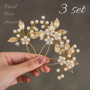  flower Gold 3ps.@ hairpin head dress ornamental hairpin pearl wedding ceremony presentation free shipping popular fo low break up equipped 