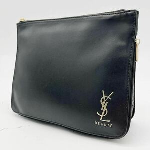 1円【新品未使用】YVES SAINT LAURENT YSL イヴサンローラン セカンドバッグ クラッチバッグ ロゴ レザー 本革 メンズ ゴールド金具