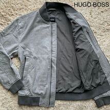 未使用級/Mサイズ/HUGO BOSS ヒューゴボス　ブルゾン フライトジャケット MA-1 ダブルジップ　ミリタリー　ボンバー　メンズ　グレー_画像1