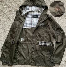 極美品/バーバリーブラックレーベル BURBERRY BLACK LABEL ブルゾン ナイロンジャケット ジップアップ ノバチェック総柄 緑 高級感 メンズ_画像1