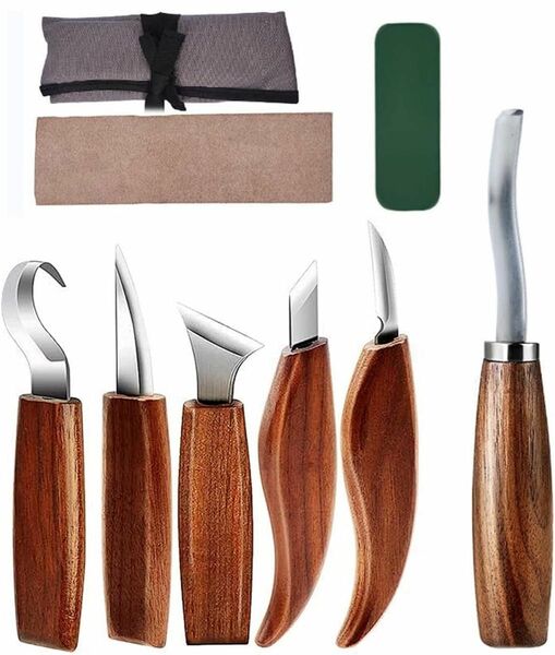 木製彫刻ツールキット カービングナイフ セット 彫刻刀 木工 木彫り フックナイフ ブレード研ぐ