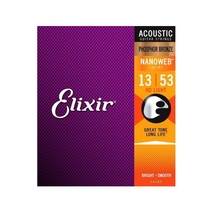 Elixir アコースティックギター弦 16182 PHOSPHOR BRONZE NANOWEB LIGHT 13-53_画像1