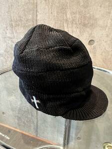 DOPE＋DRAKKAR ドープ&ドラッカー ニット帽子 ブラック黒 クロス刺繍 フリーサイズ 未使用品