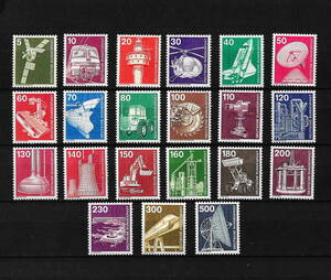 1975-82年 ドイツ 「産業シリーズ」 21枚 未使用 切手(MNH) （ヒンジ跡なし） (SC#1170~1192) 二枚欠★ac19-41
