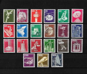 1975-82年 ドイツ 「産業シリーズ」 21枚 未使用 切手(MNH) （ヒンジ跡なし） (SC#1170~1192) 二枚欠★ac19-42