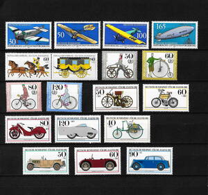 ドイツ 切手 自転車 馬車 オートバイ 飛行機 自動車 18枚 未使用 切手(MNH) （ヒンジ跡なし） ★ac19-72