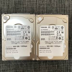 2台【動作品】TOSHIBA AL14SEB09EQ 0.9TB（900GB)×2 (合計1800GB/1.8TB) 2.5インチ SAS 12Gb 取外しハードディスク HD HDD