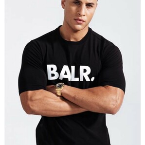 新品/未使用/バランススタイル正規品【BALR.ボーラー Tシャツ S】M定価14300円BRAND SHIRT白カットソー半袖B/ブラック黒白ビースラッシュ