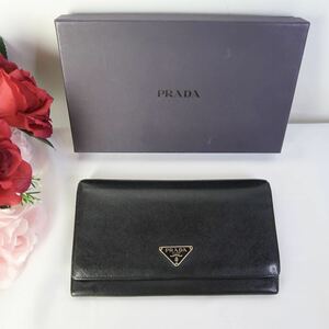 s772 プラダ 長財布 サフィアーノ 三角プレート 黒レザーブラック PRADA