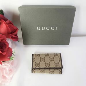 s780 良品 グッチ 六連キーケース GGキャンバス レザー ブラウン GUCCI